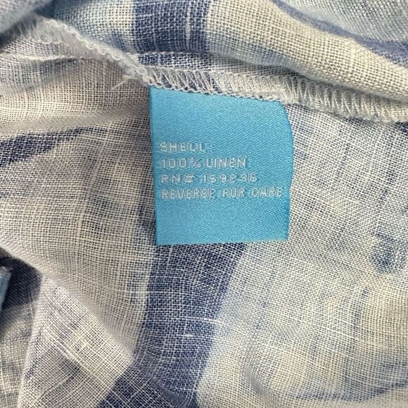 J. McLaughlin Lois Linen Small Blouse Blue White - Picture 12 of 13